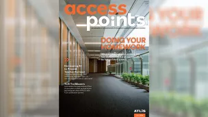 "Access Points" magazine cover with hallway graphic.