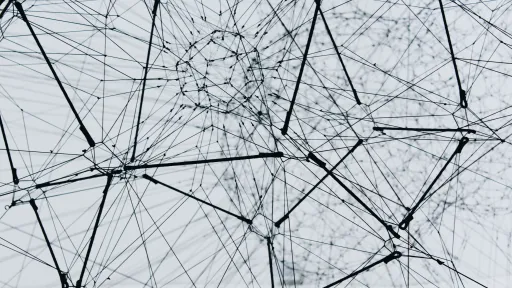 Abstract graphic of interconnected lines and nodes.