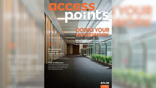 "Access Points" magazine cover with hallway graphic.
