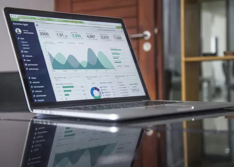 Laptop showing a data dashboard