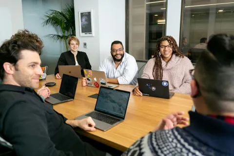 Team meeting around a table