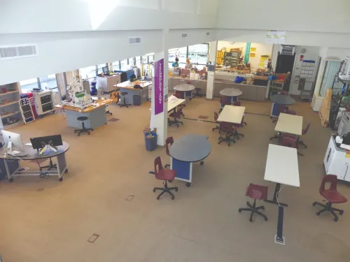 Overhead view of a Mid-Pacific Institute classroom.