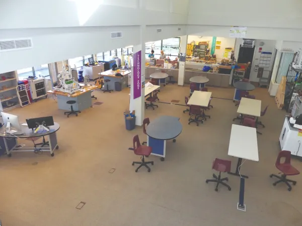 Overhead view of a Mid-Pacific Institute classroom.